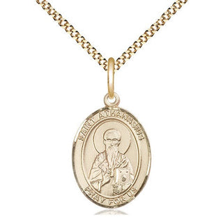 14kt Gold Filled Saint Athanasius Medal Religious Jewelry Engraved Catholic Saint Jewelry