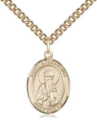 14kt Gold Filled Saint Athanasius Medal Religious Jewelry Engraved Catholic Saint Jewelry