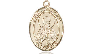 14kt Gold Saint Athanasius Medal Engraved Catholic Saint Jewelry
