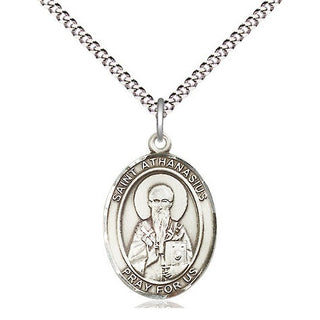 Pewter Saint Athanasius Medal Religious Jewelry Engraved Catholic Saint Jewelry