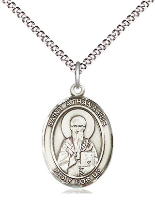 Sterling Silver Saint Athanasius Medal Religious Jewelry Engraved Catholic Saint Jewelry