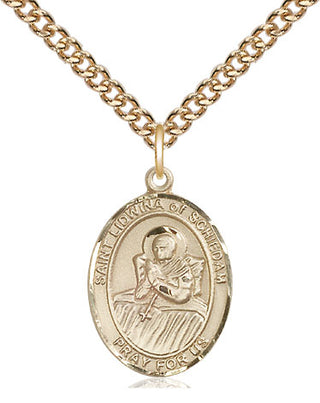 14kt Gold Filled Saint Lidwina of Schiedam Medal Religious Jewelry Engraved Catholic Saint Jewelry