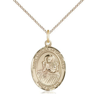 14kt Gold Saint Lidwina of Schiedam Medal Engraved Catholic Saint Jewelry