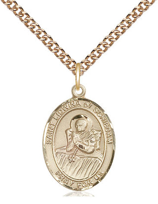 14kt Gold Saint Lidwina of Schiedam Medal Engraved Catholic Saint Jewelry
