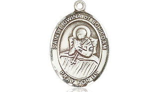 Pewter Saint Lidwina of Schiedam Medal Engraved Catholic Saint Jewelry