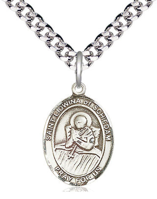 Pewter Saint Lidwina of Schiedam Medal Religious Jewelry Engraved Catholic Saint Jewelry