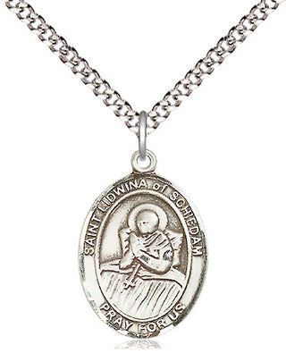 Pewter Saint Lidwina of Schiedam Medal Religious Jewelry Engraved Catholic Saint Jewelry