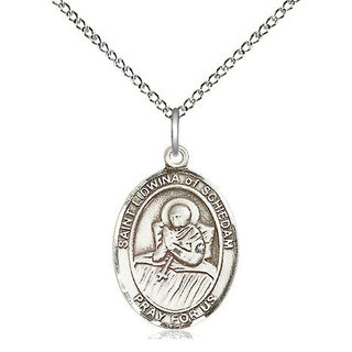 Sterling Silver Saint Lidwina of Schiedam Medal Religious Jewelry Engraved Catholic Saint Jewelry