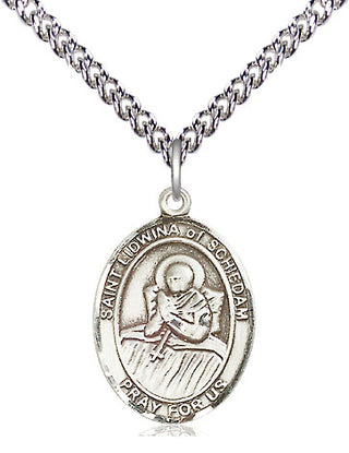 Sterling Silver Saint Lidwina of Schiedam Medal Religious Jewelry Engraved Catholic Saint Jewelry