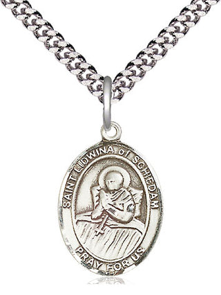 Sterling Silver Saint Lidwina of Schiedam Medal Religious Jewelry Engraved Catholic Saint Jewelry
