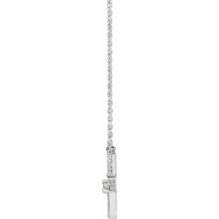 Platinum .06 CT Natural Diamond Sideways Cross 18" Necklace