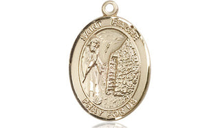 14kt Gold Saint Fiacre Medal Engraved Catholic Saint Jewelry