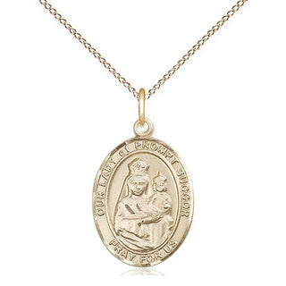 14kt Gold Filled Our Lady of Prompt Succor Medal Religious Jewelry Engraved Catholic Saint Jewelry