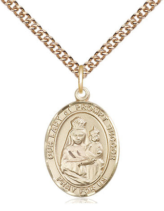 14kt Gold Filled Our Lady of Prompt Succor Medal Religious Jewelry Engraved Catholic Saint Jewelry