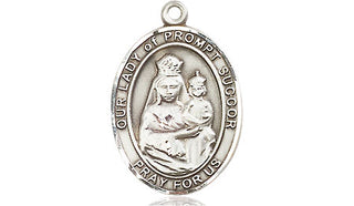 Sterling Silver Our Lady of Prompt Succor Medal Religious Jewelry Engraved Catholic Saint Jewelry