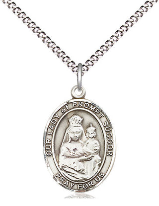 Sterling Silver Our Lady of Prompt Succor Medal Religious Jewelry Engraved Catholic Saint Jewelry