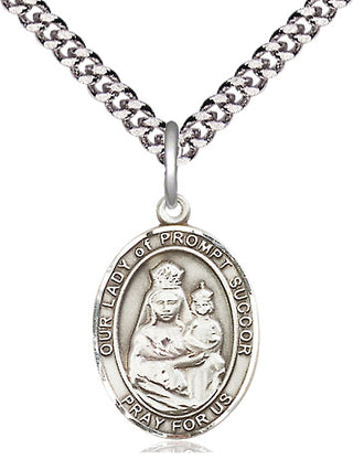 Sterling Silver Our Lady of Prompt Succor Medal Religious Jewelry Engraved Catholic Saint Jewelry