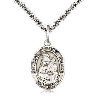 Sterling Silver Our Lady of Prompt Succor Medal Religious Jewelry Engraved Catholic Saint Jewelry
