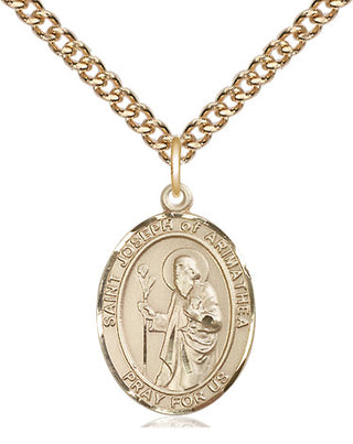 14kt Gold Saint Joseph of Arimathea Medal Engraved Catholic Saint Jewelry