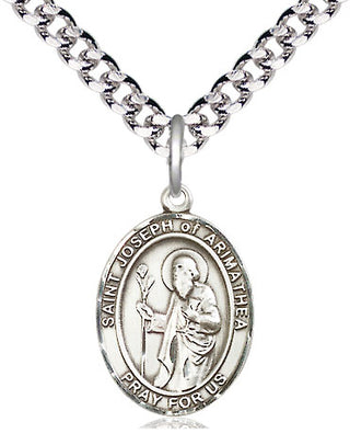Pewter Saint Joseph of Arimathea Medal Religious Jewelry Engraved Catholic Saint Jewelry