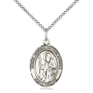 Sterling Silver Saint Joseph of Arimathea Medal Religious Jewelry Engraved Catholic Saint Jewelry