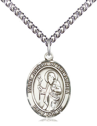 Sterling Silver Saint Joseph of Arimathea Medal Religious Jewelry Engraved Catholic Saint Jewelry