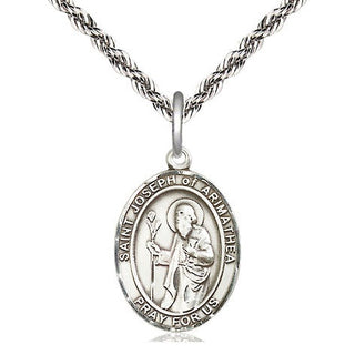 Sterling Silver Saint Joseph of Arimathea Medal Religious Jewelry Engraved Catholic Saint Jewelry
