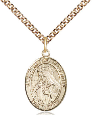 14kt Gold Saint Margaret of Cortona Medal Engraved Catholic Saint Jewelry