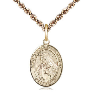 14kt Gold Saint Margaret of Cortona Medal Engraved Catholic Saint Jewelry