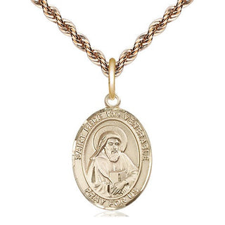 14kt Gold Saint Bede the Venerable Medal Engraved Catholic Saint Jewelry
