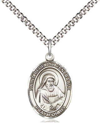 Sterling Silver Saint Bede the Venerable Medal Religious Jewelry Engraved Catholic Saint Jewelry