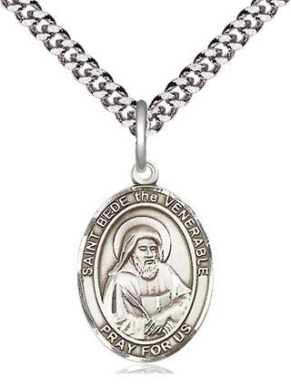 Sterling Silver Saint Bede the Venerable Medal Religious Jewelry Engraved Catholic Saint Jewelry