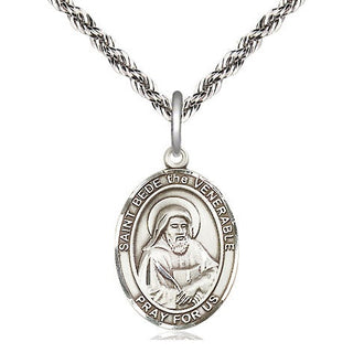 Sterling Silver Saint Bede the Venerable Medal Religious Jewelry Engraved Catholic Saint Jewelry