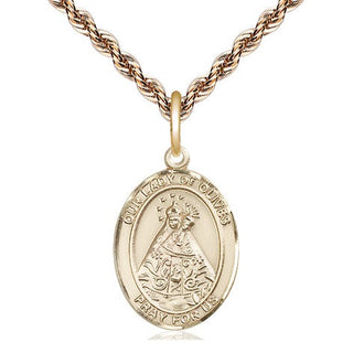 14kt Gold Our Lady of Olives Medal Engraved Catholic Saint Jewelry