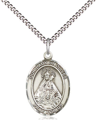 Pewter Our Lady of Olives Medal Religious Jewelry Engraved Catholic Saint Jewelry