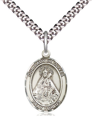 Pewter Our Lady of Olives Medal Religious Jewelry Engraved Catholic Saint Jewelry