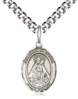 Pewter Our Lady of Olives Medal Religious Jewelry Engraved Catholic Saint Jewelry