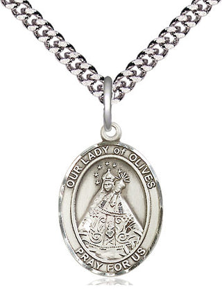 Pewter Our Lady of Olives Medal Religious Jewelry Engraved Catholic Saint Jewelry