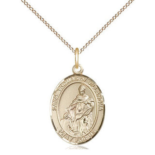 14kt Gold Filled Saint Thomas of Villanova Medal Religious Jewelry Engraved Catholic Saint Jewelry