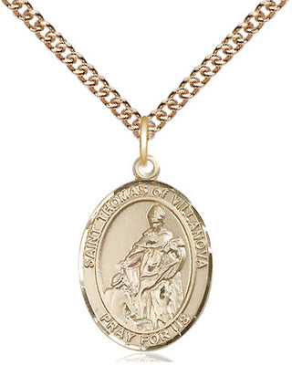 14kt Gold Filled Saint Thomas of Villanova Medal Religious Jewelry Engraved Catholic Saint Jewelry