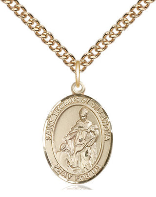 14kt Gold Filled Saint Thomas of Villanova Medal Religious Jewelry Engraved Catholic Saint Jewelry
