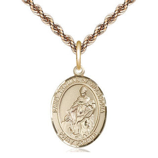 14kt Gold Saint Thomas of Villanova Medal Engraved Catholic Saint Jewelry