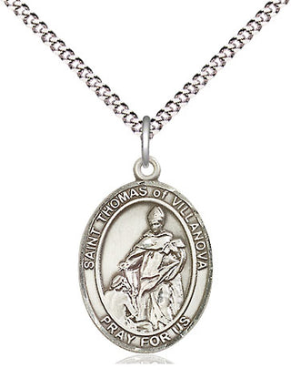Sterling Silver Saint Thomas of Villanova Medal Religious Jewelry Engraved Catholic Saint Jewelry