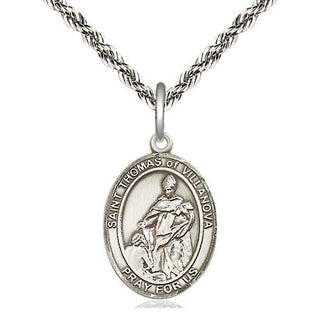 Sterling Silver Saint Thomas of Villanova Medal Religious Jewelry Engraved Catholic Saint Jewelry