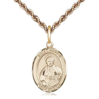 14kt Gold Filled Saint Pius X Medal Religious Jewelry Engraved Catholic Saint Jewelry