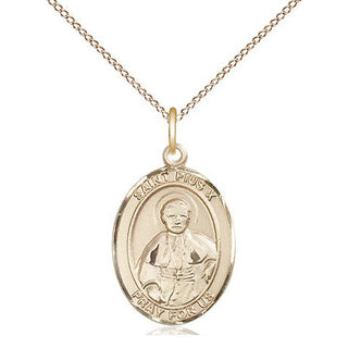 14kt Gold Saint Pius X Medal Engraved Catholic Saint Jewelry