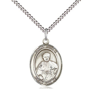 Sterling Silver Saint Pius X Medal Religious Jewelry Engraved Catholic Saint Jewelry