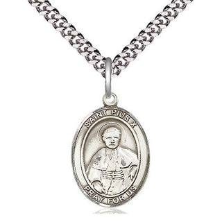 Sterling Silver Saint Pius X Medal Religious Jewelry Engraved Catholic Saint Jewelry