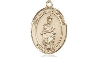 14kt Gold Filled Our Lady of Victory Medal Engraved Catholic Saint Jewelry