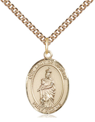 14kt Gold Filled Our Lady of Victory Medal Religious Jewelry Engraved Catholic Saint Jewelry